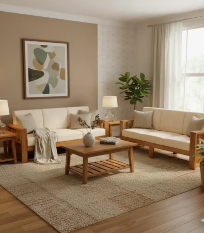 IronOak Teak Sofa Set 3+2+2 perfect for family gatherings