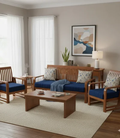 Kilukkam Teak Sofa Set 3+1+1 perfect for family gatherings