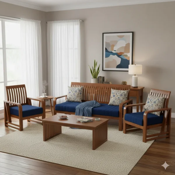Kilukkam Teak Sofa Set 3+1+1 perfect for family gatherings
