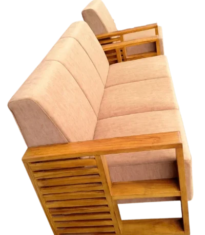 Mixed Slat Square Teak Sofa Set 3+1 perfect for modern homes