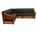 CNC Cutting Teak Corner Sofa Set 2+2+1