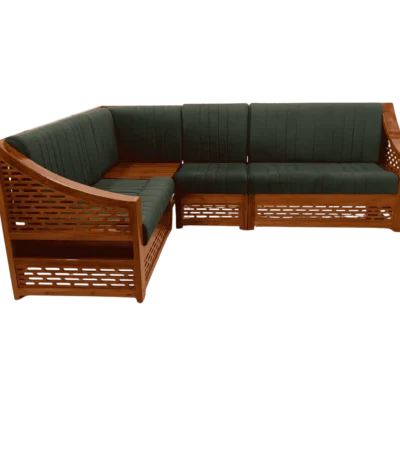 CNC Cutting Teak Corner Sofa Set 2+2+1