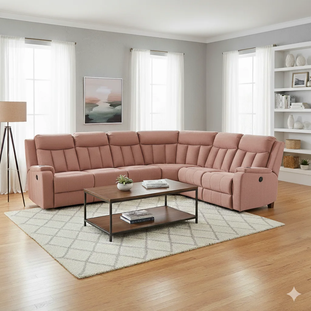 Zerra Full Cover Corner Recliner Sofa Set 2+2+1 for ultimate comfort in living rooms