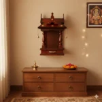 2 Bell Open Ambalam beautifully carved wooden altar for daily worship and rituals