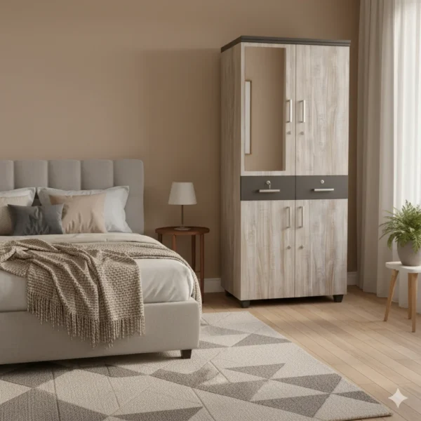 2 Door Particle Board Almirah suitable for organized home living