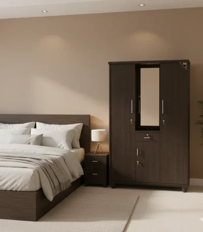 3 Door Dressing Model Particle Board Almirah perfect for families and shared bedrooms