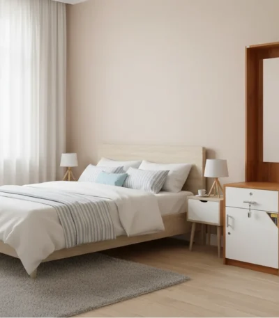 3 Tier Particle Board Dressing Table with box-style storage for cosmetics and essentials