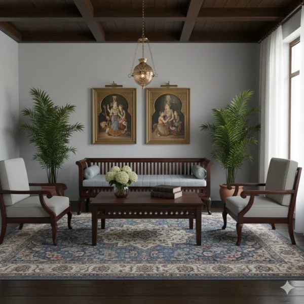 Reeper Backrest Teak Bench 3 seater with Cushion