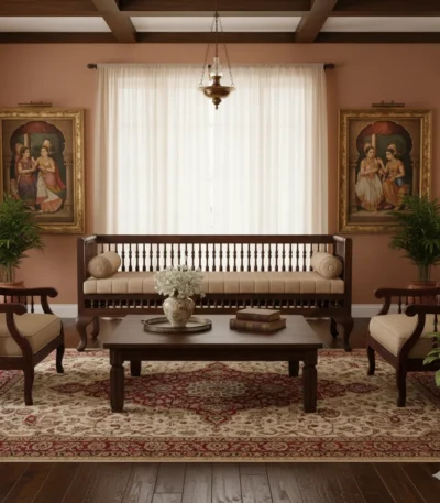 Craddle Style Teak Bench 3 seater