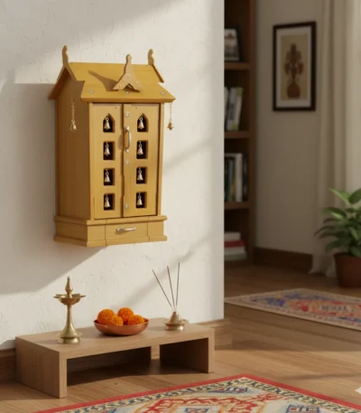 8 Bell Ambalam wooden temple designed to elevate home pooja room décor