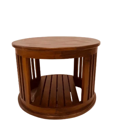 Round Teak Palaka Teapoy