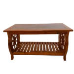 Chakram Teak Glass Teapoy