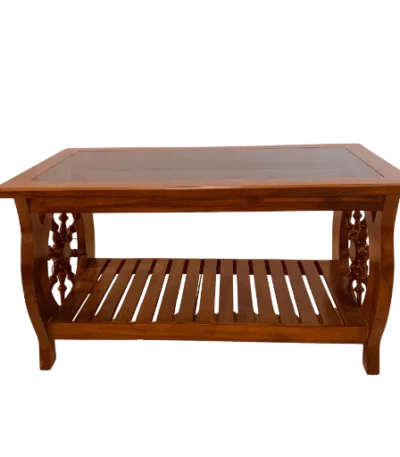 Chakram Teak Glass Teapoy