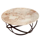 Round Metal Marble Top Teapoy for living room