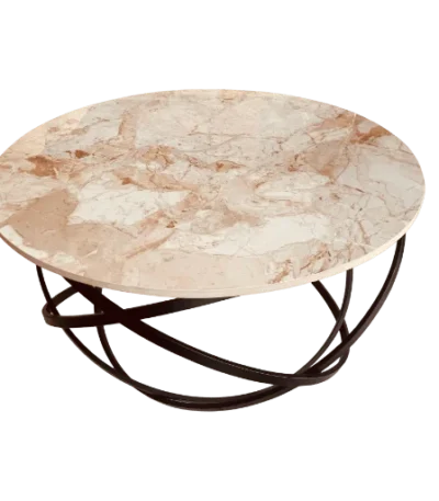 Round Metal Marble Top Teapoy for living room