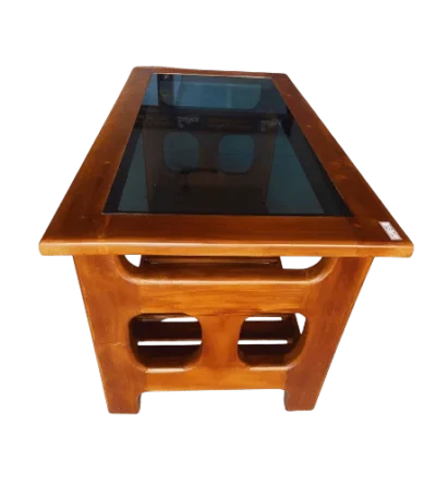 Two Circle Teak Glass Teapoy for living space