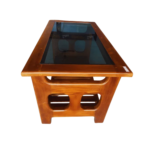 Two Circle Teak Glass Teapoy for living space