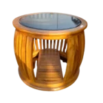 Chenda Teak Glass Teapoy