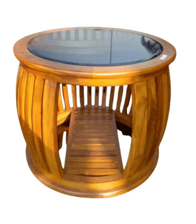 Chenda Teak Glass Teapoy