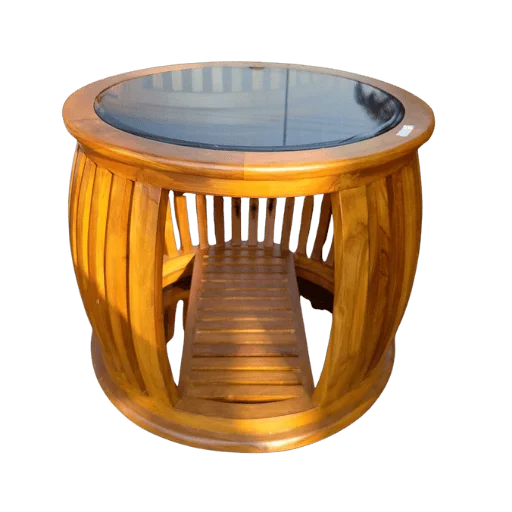 Chenda Teak Glass Teapoy