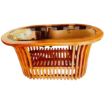 Oval Kotta Teak Glass Teapoy