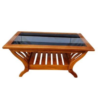 Ruler Teak Glass Teapoy for drawing rooms