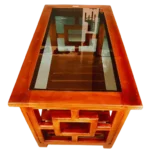 Square Teak Glass Teapoy with durable teak construction