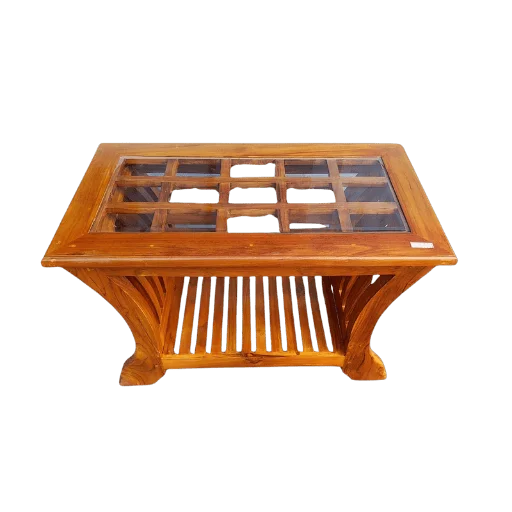 Squares Teak Glass Teapoy for modern and traditional interiors
