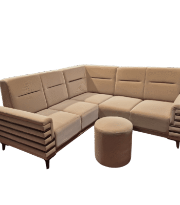 Woodline Full Cover Corner Sofa Set 2+2+1 with poufs for modern living room seating