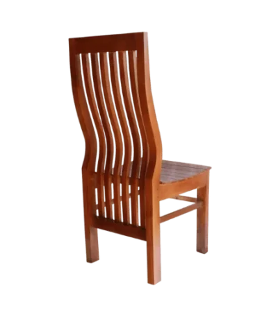 Flow Back Teak Palaka Dining Chair with natural teak finish