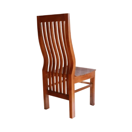 Flow Back Teak Palaka Dining Chair with natural teak finish