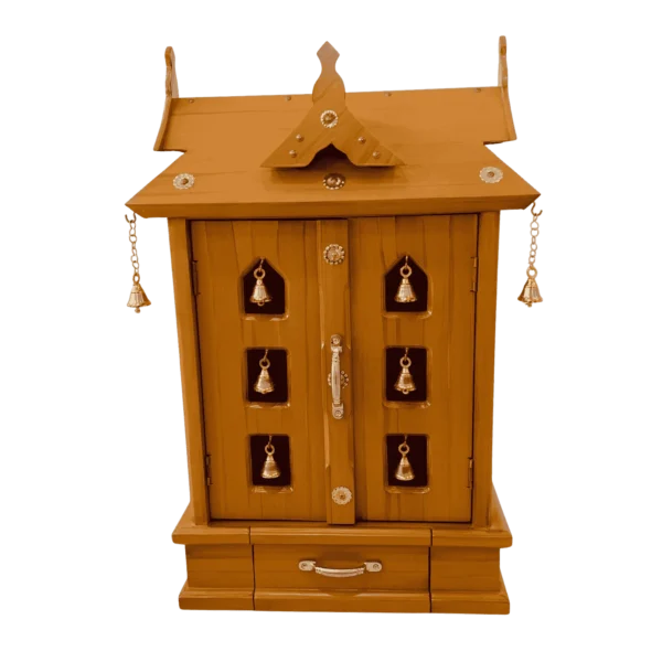 6 Bell Ambalam classic wooden pooja structure for idols and lamps