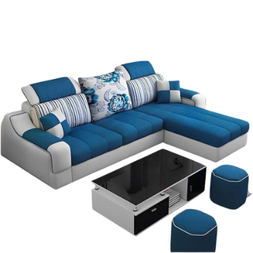 PillowGrid Full Cover Corner Sofa Set 2+Diwan for modern living room interiors