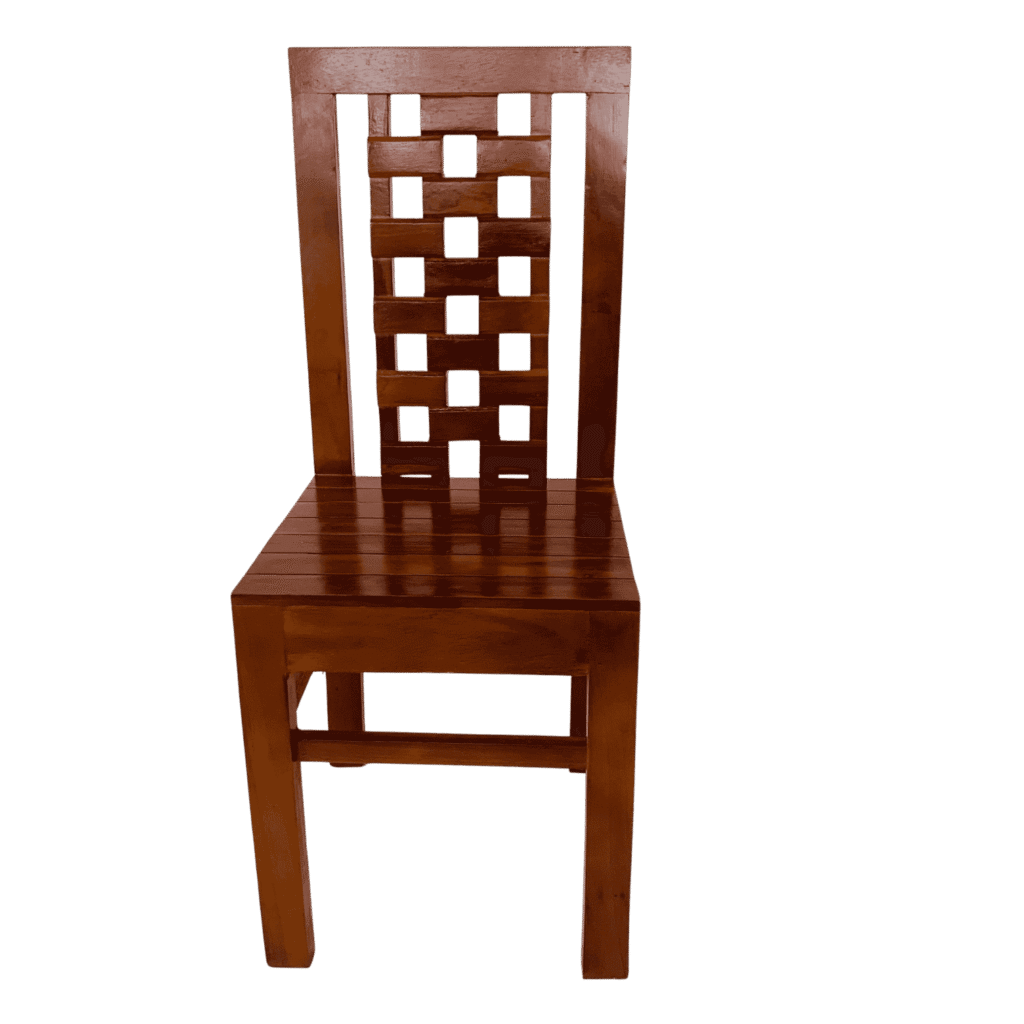 Solid wood Biscuit Katta Acacia Palaka Dining Chair with natural acacia finish
