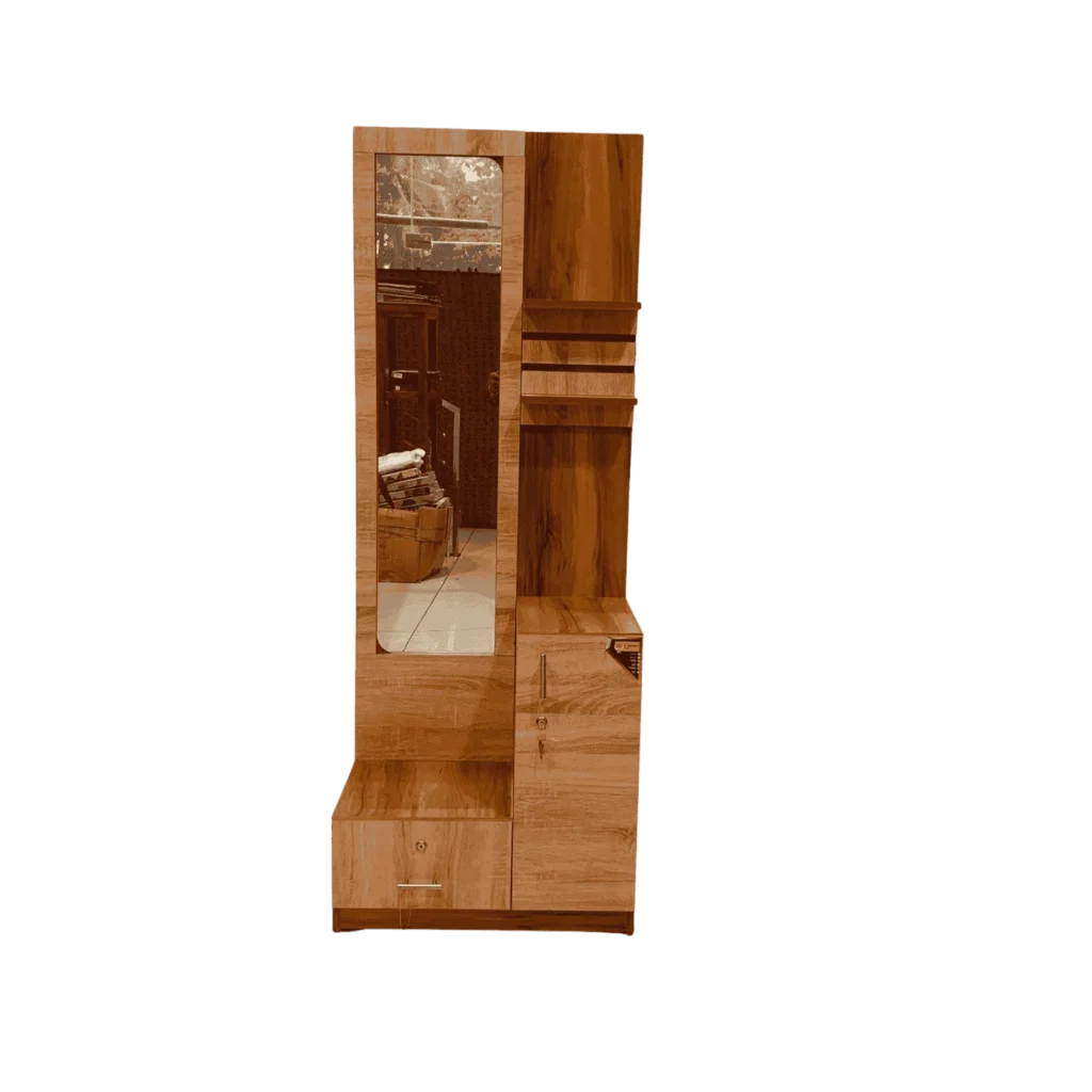 Stepped Particle Board Dressing Table effortless with a full mirror and a sleek particle board finish.