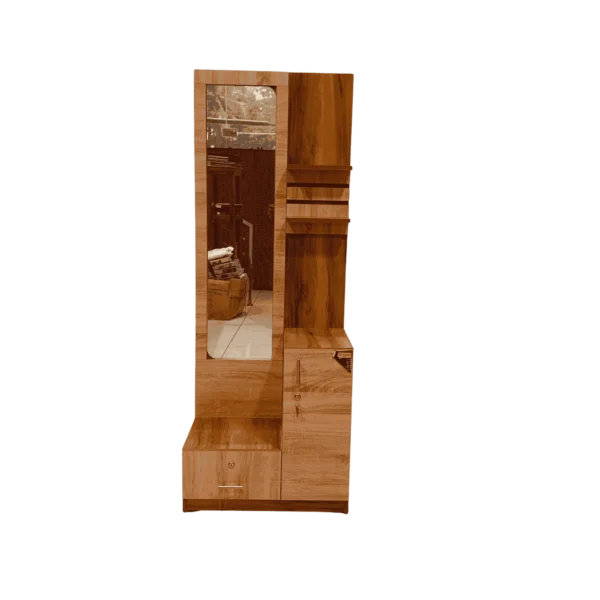 Stepped Particle Board Dressing Table effortless with a full mirror and a sleek particle board finish.