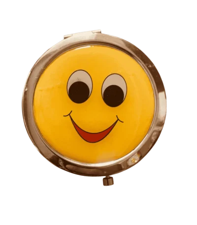 Smiley Round Travel Mirror ideal for quick touch-ups anytime, anywhere