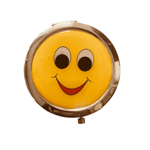 Smiley Round Travel Mirror ideal for quick touch-ups anytime, anywhere