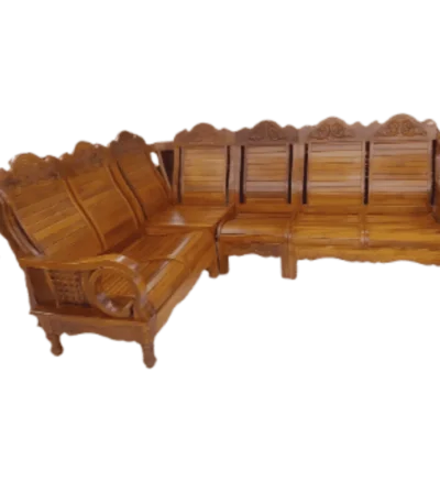 Kathalan Bare Teak Corner Sofa Set 2+2+1