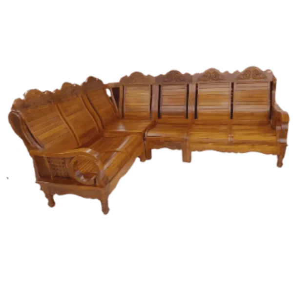 Kathalan Bare Teak Corner Sofa Set 2+2+1