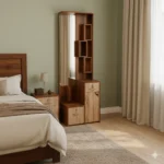 Square Boxes Particle Board Dressing Table offers organized space for makeup and accessories
