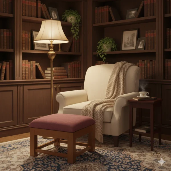 Mini Cushioned Teak Stool for home interior styling