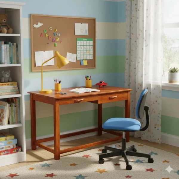 Slimline Teak Table with Drawers 48x24x32