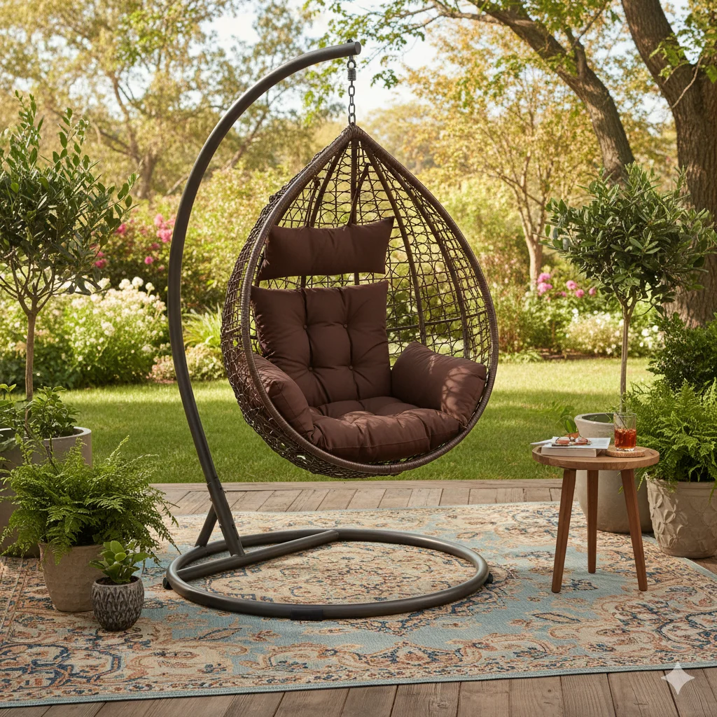 Pappaya Metallic Wicker Swing Big