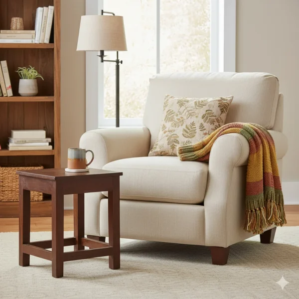 Wooden square manchiyam stool for traditional home interior use