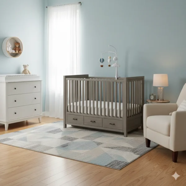 3-Drawer Teak Crib with storage facility