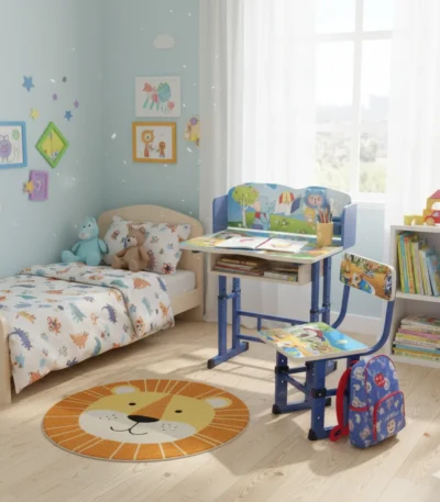 Fancy particle board kids study table set for children bedroom and study area