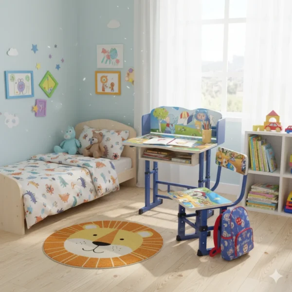 Fancy particle board kids study table set for children bedroom and study area