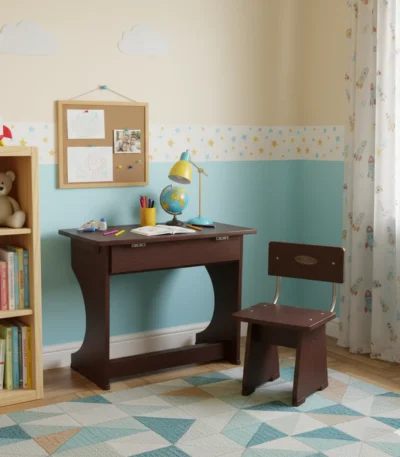 Particle board kids study table set for children bedroom and study area