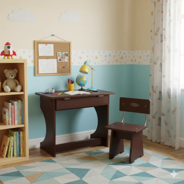 Particle board kids study table set for children bedroom and study area